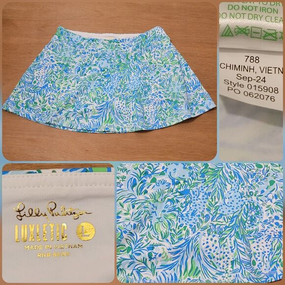 Lilly Pulitzer Pants - Lilly Pulitzer Aila Skort Dandy Lions Hydra Blue UPF 50+ Luxletic Size Large